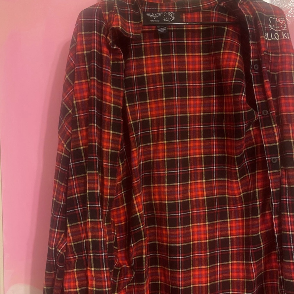 Oversized hello kitty flannel